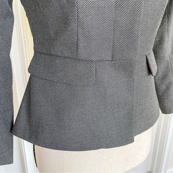 Ann Taylor 00P Grey Pokadot Blazer Suit Jacket w/ Pockets & Hidden Front Buttons - Picture 5 of 15